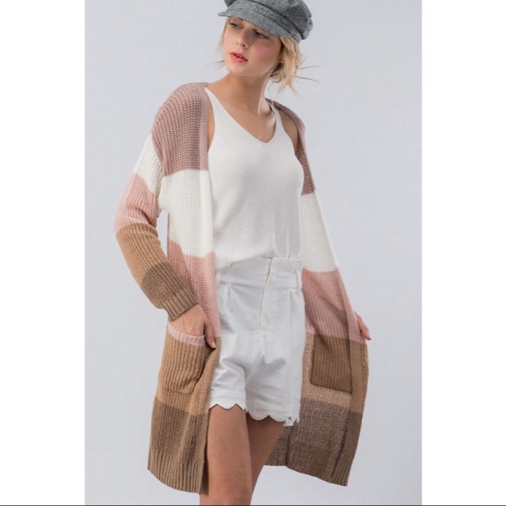 ❗️LAST❗️Colorblock Cardigan with Pockets - Picture 6 of 7